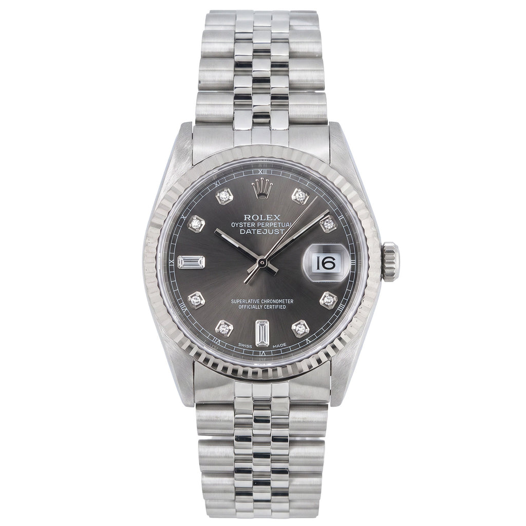 Datejust 36mm Rhodium Baguette Diamond Dial - 16234