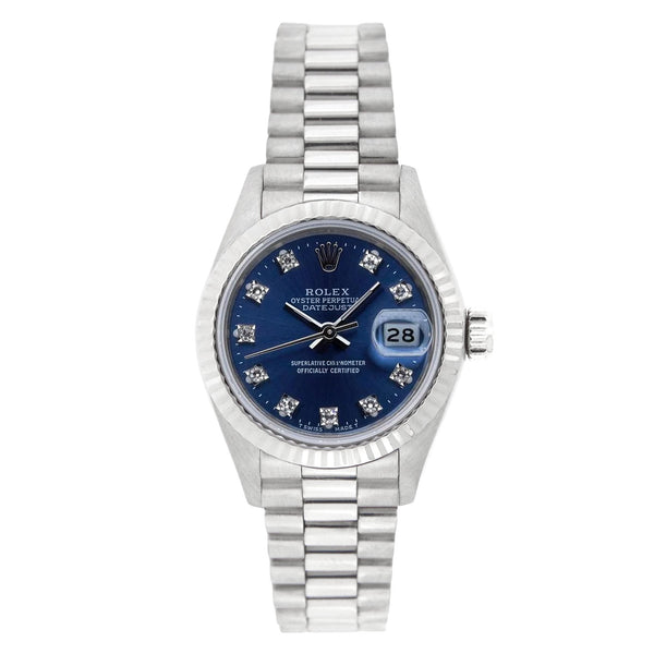 Lady Datejust 26mm White Gold Factory Blue Diamond Dial 1987 - 69179