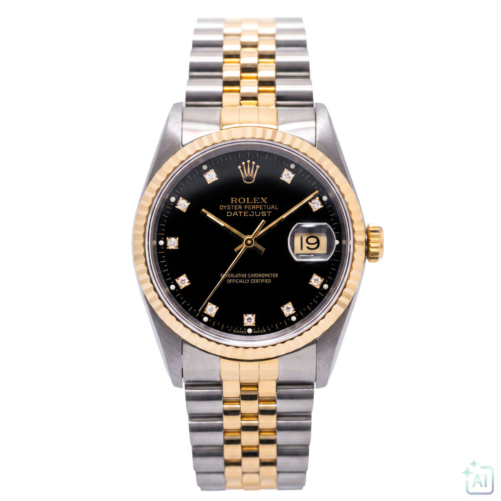 Datejust 36mm Factory Black Diamond Dial 1991 - 16233