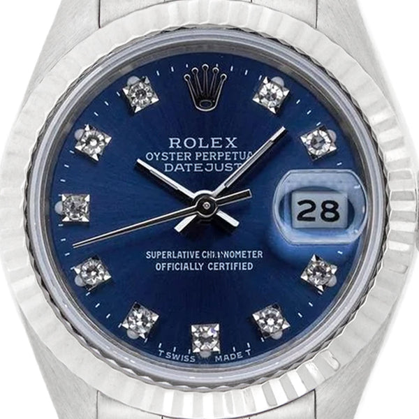Lady Datejust 26mm White Gold Factory Blue Diamond Dial 1987 - 69179