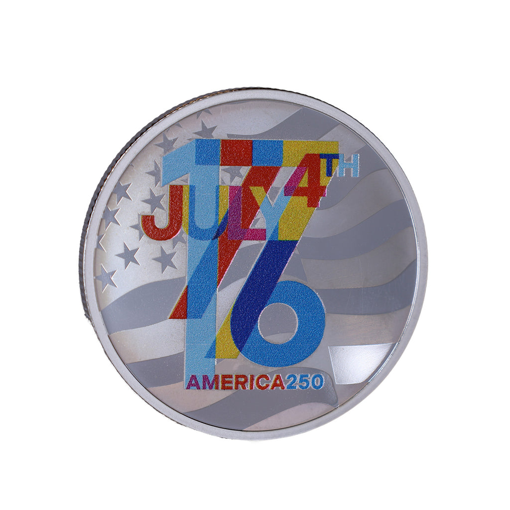 1 Unze Silbermünze - July 4, 1776 .999 Ag coloriert (einseitig) Medallion America250