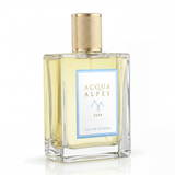 Acqua Alpes 2334 Eau de Parfum – Flakon in Seitenansicht, hellgelbes Glas mit Alpen-Etikett
