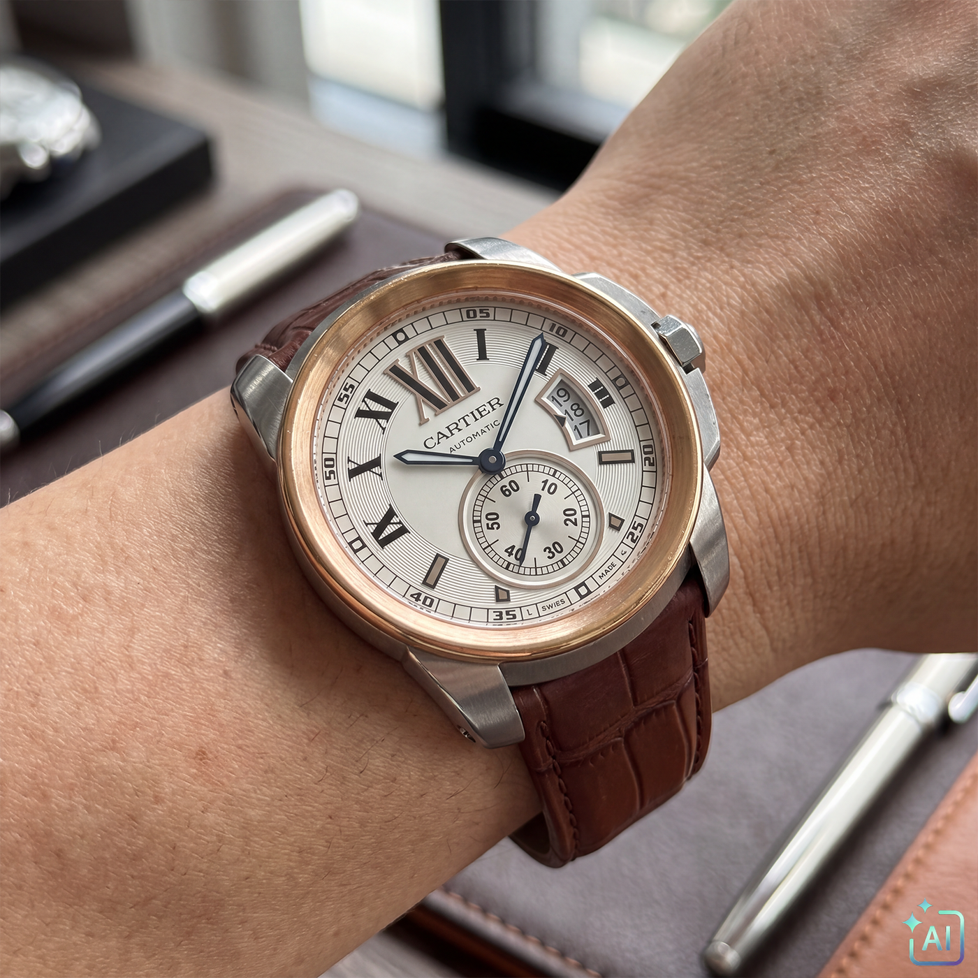 Fragment University Moleskin Cartier 限定 Calibre de Cartier Stahl 42mm - W7100039